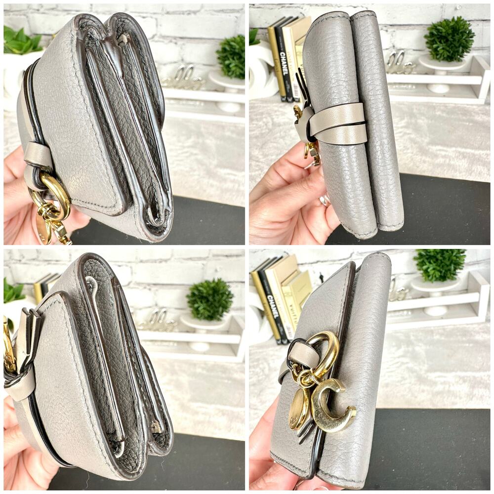 CHLOE gray leather monogram compact wallet GREAT! Nice gift! - Picture 6 of 15
